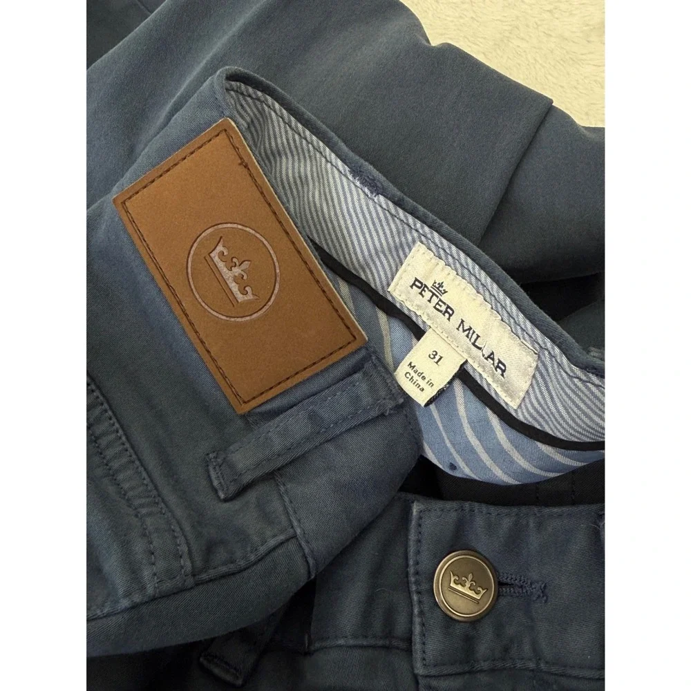 Peter Millar Crown 5-Pocket Pants Mens 31 Blue Cotton Modal Stretch Straight Leg